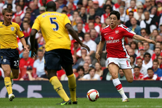 Samir Nasri saat masih berkostum Arsenal. (Foto: LEON NEAL / AFP)