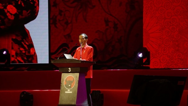 Presiden, Joko Widodo, saat berpidato di HUT ke 46 PDIP di JIEXPO Kemayoran, Jakarta, Kamis (10/1/2019). (Foto: Nugroho Sejati/kumparan)