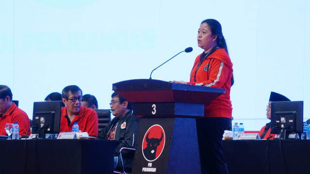 Ketua DPP PDI Perjuangan Puan Maharani di Rakornas PDIP kedua.  Foto: Iqbal Firdaus/kumparan