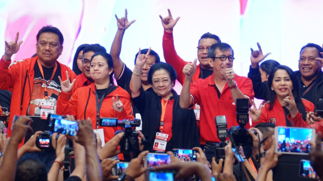 Ketua Umum PDI Perjuangan, Megawati Soekarno Putri, menutup Rakornas PDI Perjuangan, Jumat (11/1). (Foto: Iqbal Firdaus/kumparan)