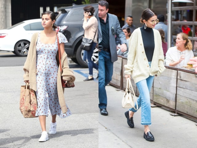 Style Nyaman Saat Musim Hujan dengan Oversized Cardigan ala Selena Gomez yang Keren