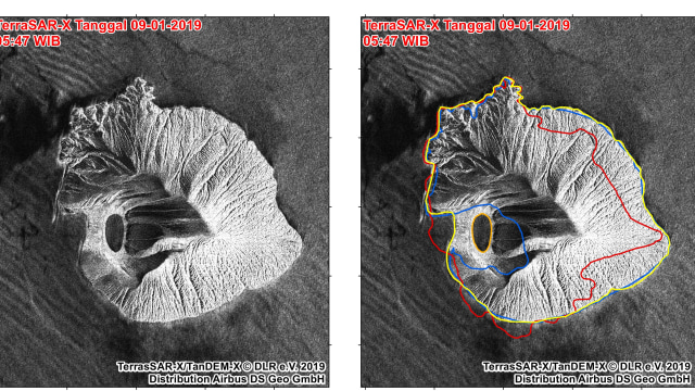 Citra Satelit Gunung Anak Krakatau pada 9 Januari 2019. (Foto: Pusfatja LAPAN)