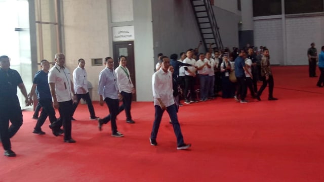 Presiden Joko Widodo menghadiri Silatnas Keluarga Besar Pengemudi Online di Jie Expo Kemayoran. (Foto: Rian/kumparan)