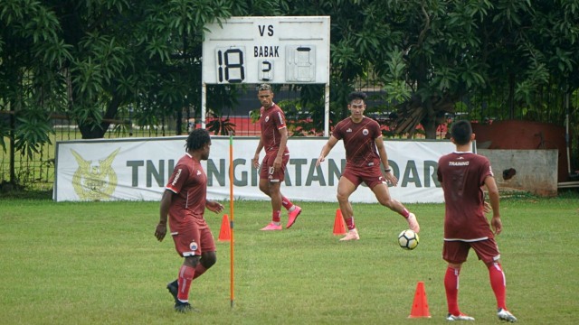 Sesi latihan Persija jelang Piala Indonesia 2019, Rabu (16/1). (Foto: Nugroho Sejati/kumparan)