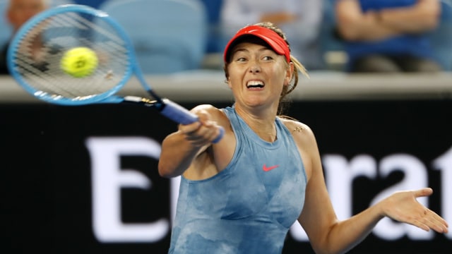 Aksi Maria Sharapova di Australia Terbuka 2019. (Foto: REUTERS/Adnan Abidi)