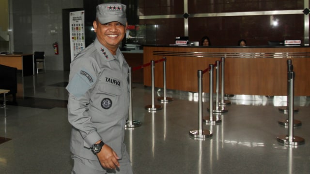 Kepala Badan Keamanan Laut  (Kabakamla) Laksamana Madya  (Laksdya)  Achmad Taufieqoerrochman, Jakarta, Kamis (17/1). Foto: Antara/Reno Esnir