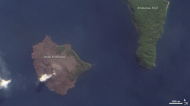 Penampakan Gunung Anak Krakatau diambil satelit NASA pada 2009. (Foto: NASA EO-1 Team)