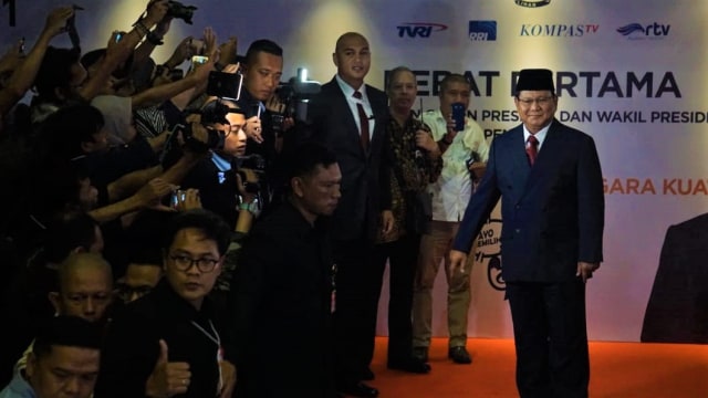 Pasangan Calon Presiden nomor urut 02 Prabowo tiba di Bidakara. (Foto: Irfan Adi Saputra/kumparan)