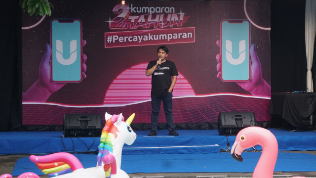 Pimpinan Redaksi kumparan, Arifin Asydhad saat memberikan sambutan di acara ulang tahun kumparan yang ke- 2 di kantor kumparan, Jalan Jati Murni No. 1A , Jati padang, Jakarta. (Foto: Helmi Afandi Abdullah/kumparan)