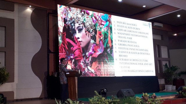Rincian kegiatan wisata daerah yang ditampilkan pada Pembukaan Peluncuran Kalender Wisata Jawa Timur 2019. (Foto: Yuana Fatwalloh/kumparan)