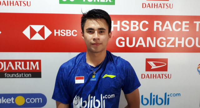 Tunggal putra, Ikhsan Leonardo Imanuel Rumbay, terhenti pada babak kualifikasi dalam debutnya di Indonesia Masters 2019. (Foto:  Karina Nur Shabrina/kumparan )