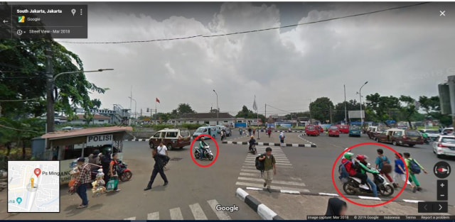 Pelanggar lalu lintas di Perempatan Pasar Minggu (Foto: Google Maps)