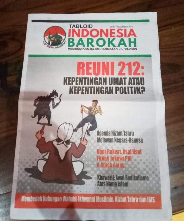 Tabloid Indonesia Barokah yang ditemukan di delapan masjid di Kabupaten Sukoharjo, Jawa Tengah. Foto: Dok. kumparan 