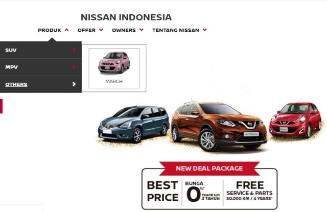 Sedan Nissan Teana sudah absen di daftar mobil yang diapajng di situs resmi Nissan Indonesia. (Foto: Istimewa)