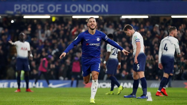 Hazard cetak gol kedua Chelsea. (Foto: Reuters/Matthew Childs )