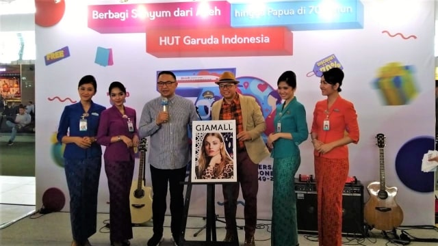 Suasana HUT Garuda Indonesia ke-70. (Foto: Gitario Vista Inasis/kumparan)
