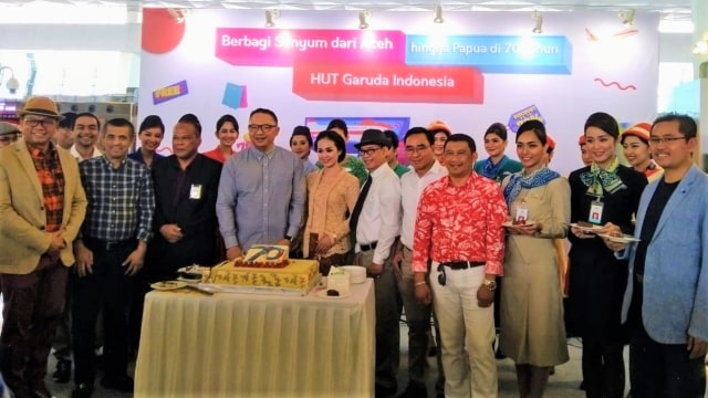 Suasana HUT Garuda Indonesia ke-70. (Foto: Gitario Vista Inasis/kumparan)