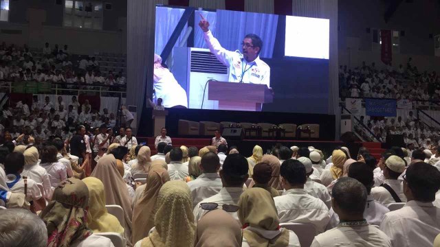 Suasana Deklarasi Nasional Alumni Perguruan Tinggi Seluruh Indonesia di gedung Pencak Silat TMII (Foto: Ricky/kumparan)