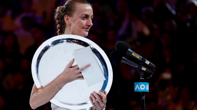 Runner up tunggal putri Australia Terbuka 2019, Petra Kvitova. (Foto:  REUTERS/Adnan Abidi)