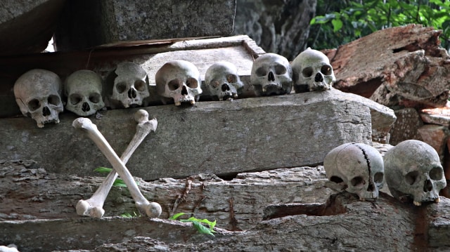 Ilustrasi tulang belulang manusia yang tersisa dari jasad yang telah dikubur Foto: Helinsa Rasputri/kumparan