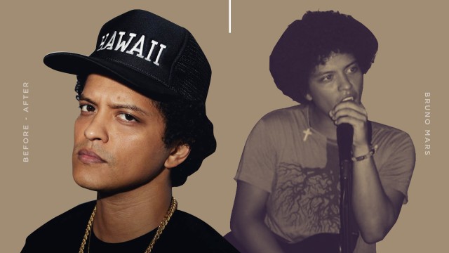 Perubahan Penampilan Bruno Mars Dulu dan Sekarang. (Foto: Infografik: Putri Sarah Arifira.)