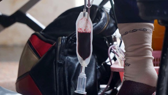 Kantong darah yang terisi. (Foto: Irfan Adi Saputra/kumparan)