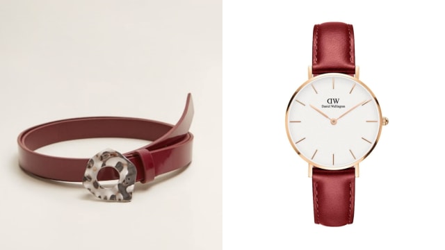 Fashion items berwarna merah dapat menunjukkan sifat kepemimpinan yang baik saat wawancara kerja. (Foto: dok. Mango, Daniel Wellington)