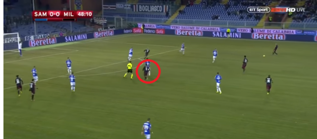 Higuain tak menawarkan kecepatan untuk melepaskan diri dari tekanan di laga vs Sampdoria. (Foto: Cuplikan pertandingan Youtube.)