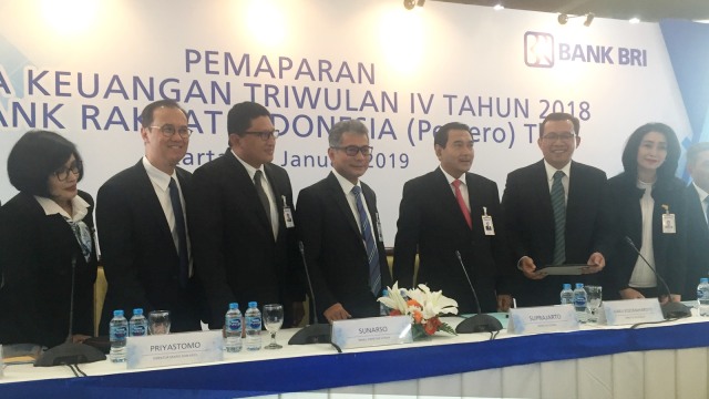 Pemaparan Kinerja Keuangan Triwulan IV Tahun 2018 PT Bank Rakyat Indonesia (BRI), Rabu (30/1).
 (Foto:  Selfy Sandra Momongan/kumparan)