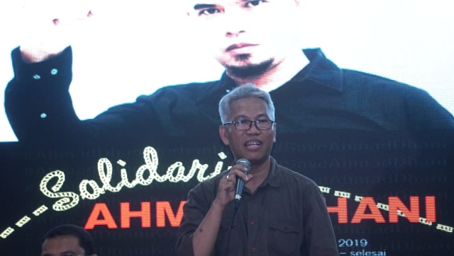 Buni Yani di acara aksi solidaritas Ahmad Dhani di kantor DPP Gerindra, Jakarta, Rabu (30/1/2019). (Foto: Nugroho Sejati/kumparan)