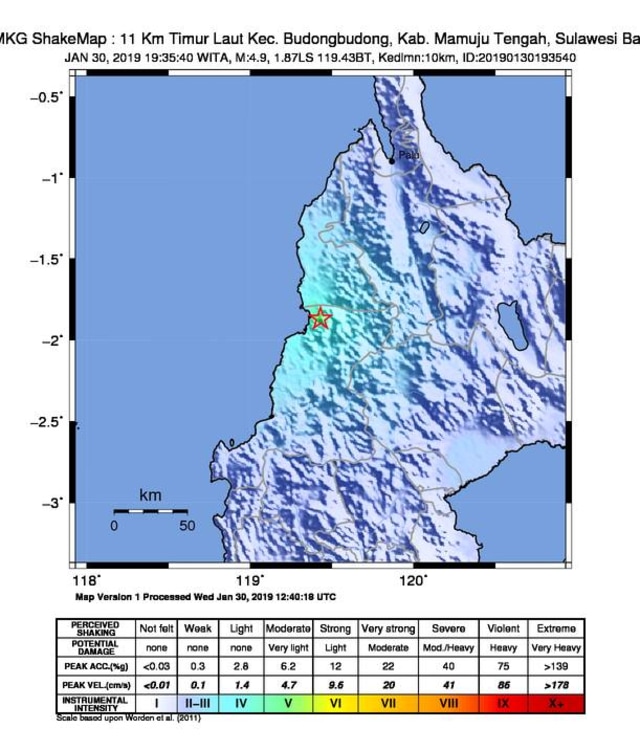 Gempa Magnitudo 4,9 Guncang Mamuju Tengah, Sulawesi Barat