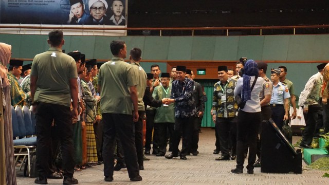 Presiden RI Joko Widodo menghadiri Hari lahir NU ke-93 di Plenary Hall, JCC, Kamis (31/1). (Foto: Yudhistira Amran Saleh/kumparan)