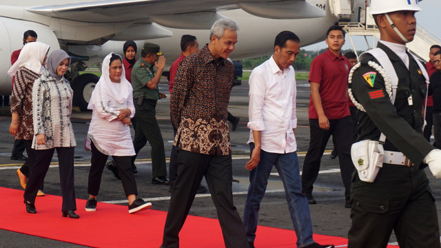 Jokowi dan Iriana tiba di Semarang, Jawa Tengah. Foto: Yudhistira Amran Saleh/kumparan