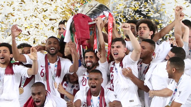 Timnas Qatar juara Piala Asia 2019. Foto: Reuters/Suhaib Salem