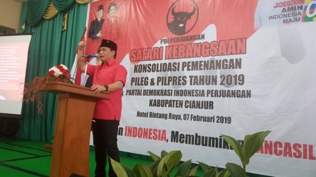 Wasekjen PDI Perjuangan Ahmad Basarah di konsolidasi PDI Perjuangan Kabupaten Cianjur, Kamis (7/2). Foto: Rafyq Panjaitan/kumparan