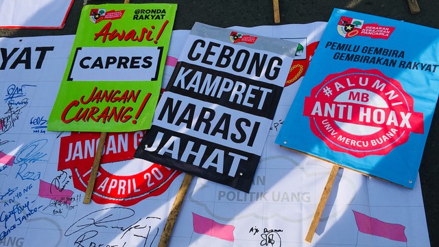Gerakan tolak cebong kampret di car free day Bundaran HI, Jakarta, Minggu (10/2/2019). Foto: Muhammad Darisman/kumparan
