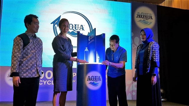 Peluncuran produk Aqua dengan kemasan 100% Recycle di Seminyak, Jum'at (15/2) - kanalbali/IST