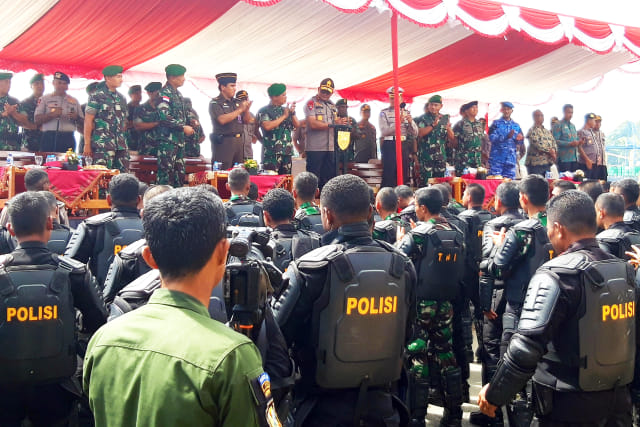 Simulasi pengamanan pemilu serentak 2019 di Papua oleh TNI-Polri. (Foto Imelda)