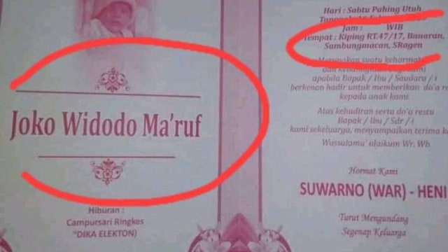 Seorang bayi di Sragen memiliki nama Joko Widodo Ma'ruf (Foto: Twitter/@yunartowijaya)