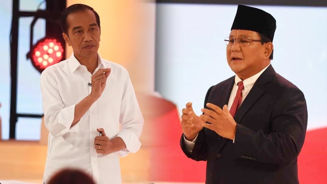 Kedua Pasangan Capres, Joko Widodo dan Prabowo menyampaikan pendapatnya saat debat capres 2019 putaran kedua di Hotel Sultan, Jakarta, Minggu (17/2/2019). Foto: ANTARA FOTO/AKBAR NUGROHO GUMAY
