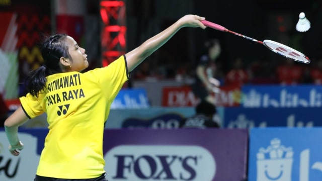 Tunggal putri Jaya Raya, Sri Fatmawati, tampil di Djarum Superliga Badminton 2019. Foto: Dok. PBSI