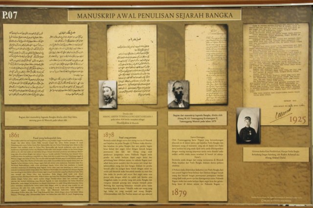 Manuskrip awal penulisan sejarah Pulau Bangka yang berada di Galeri Museum Timah Indonesia.(ist)