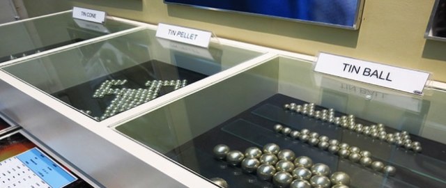 Selain timah batangan, logam timah juga bisa diolah menjadi beberapa produk seperti tin pellet dan tin ball.(ist)
