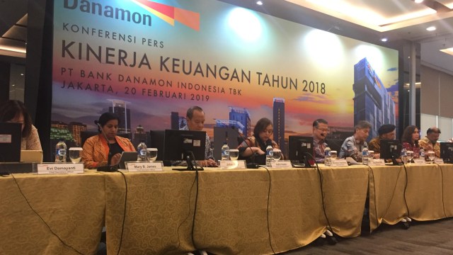 konferensi pers Kinerja Keuangan Bank Danamon tahun 2018 di Jakarta, Rabu (20/2). Foto: Nurul Nur Azizah/kumparan
