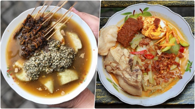 Hidangan tradisional serba lontong. Foto: Instagram/@duniakulinersurabaya & @herlineats