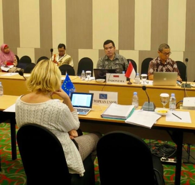 Penulis (tengah) ketika merundingkan perjanjian dagang Indonesia - EU Comprehensive Partnership Agreement (IEUCEPA) Working Group on Investment