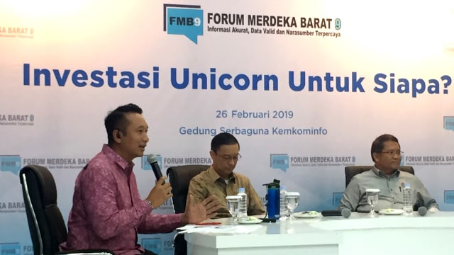 Acara Forum Merdeka Barat 'Investasi Unicorn Untuk Siapa' di Gedung Serbaguna Kominfo, Jakarta, Selasa (26/2). Foto: Nurul Nur Azizah/kumparan