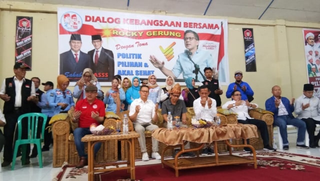 Rocky Gerung yang hadir di acara dialog kebangsaan di Palembang (Urban Id)