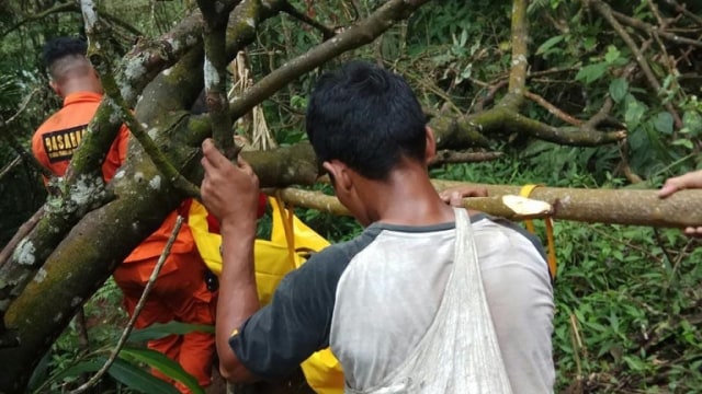 Evakuasi pendaki di Gunung Tampomas, Sumedang. (Dok Basarnas)