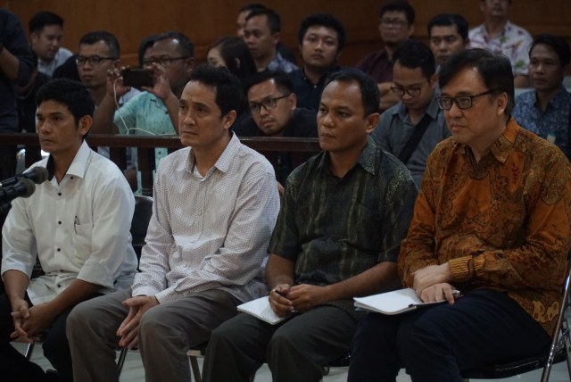 Empat terdakwa kasus pemberian suap perizinan proyek Meikarta. (Ananda Gabriel)